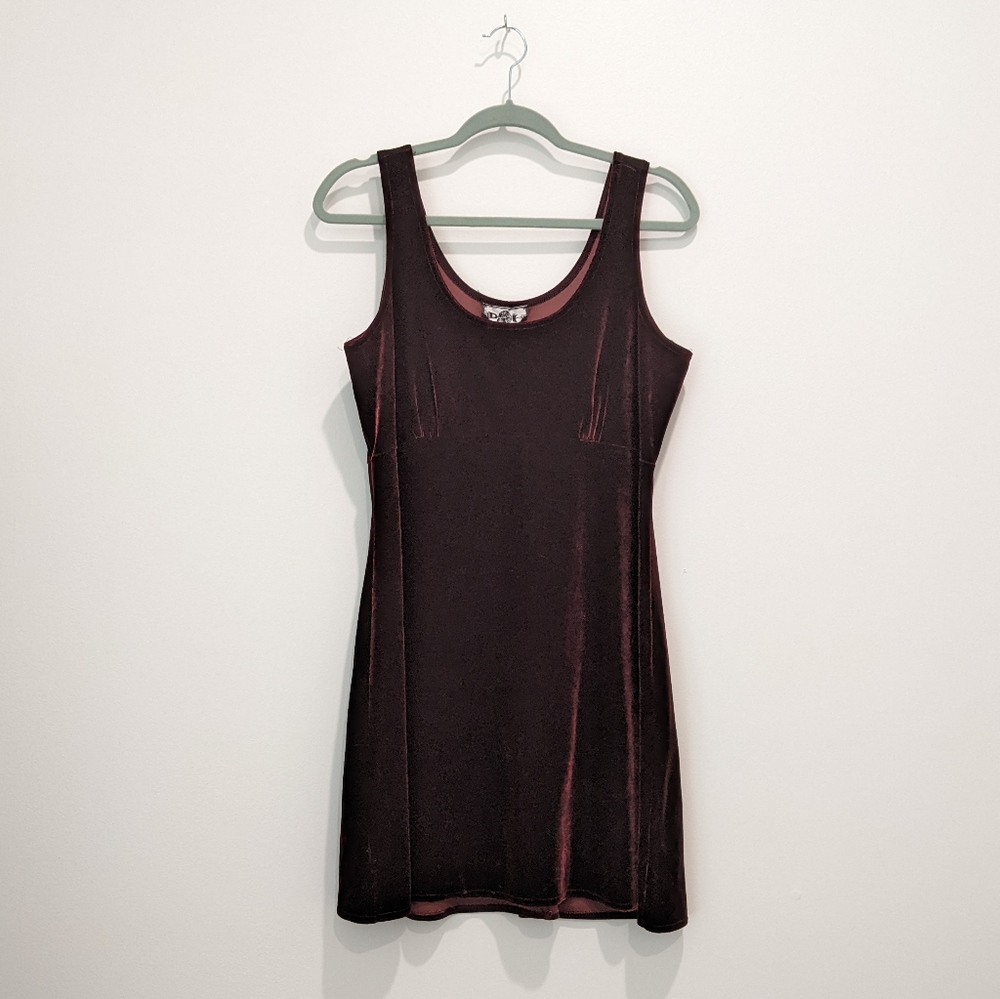 VINTAGE L velvet maroon babydoll dress